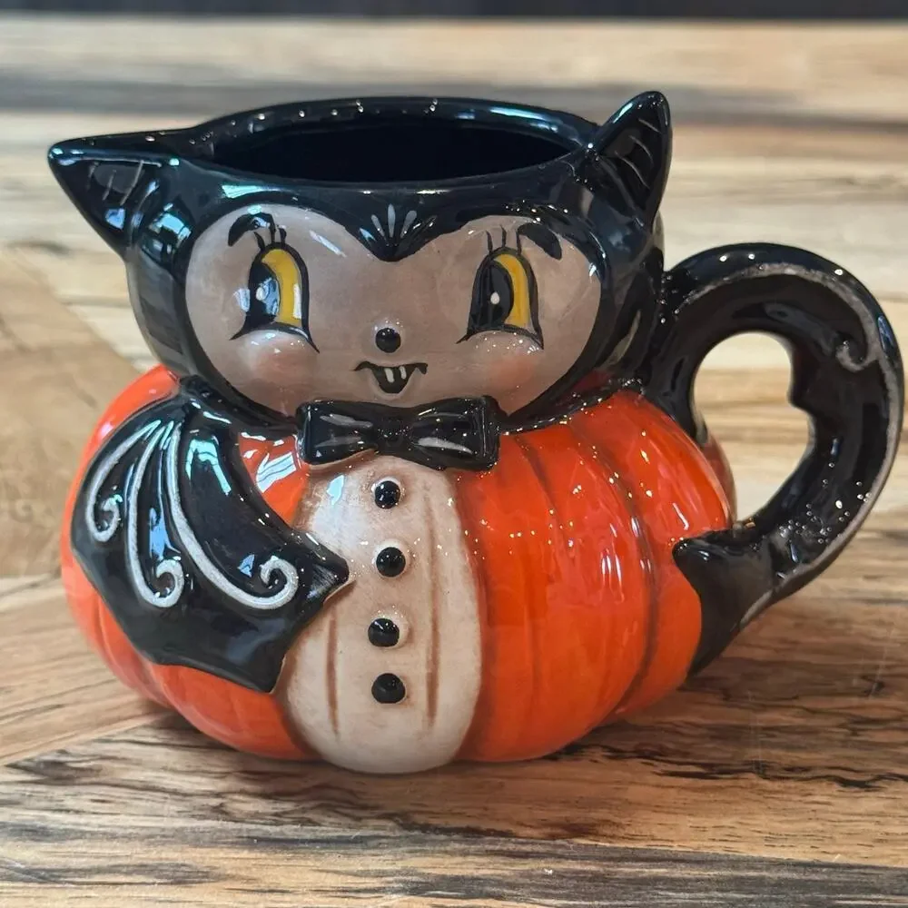 New Johanna Parker Transpac Halloween Bat Pumpkin Peep Creamer Pitcher Mug